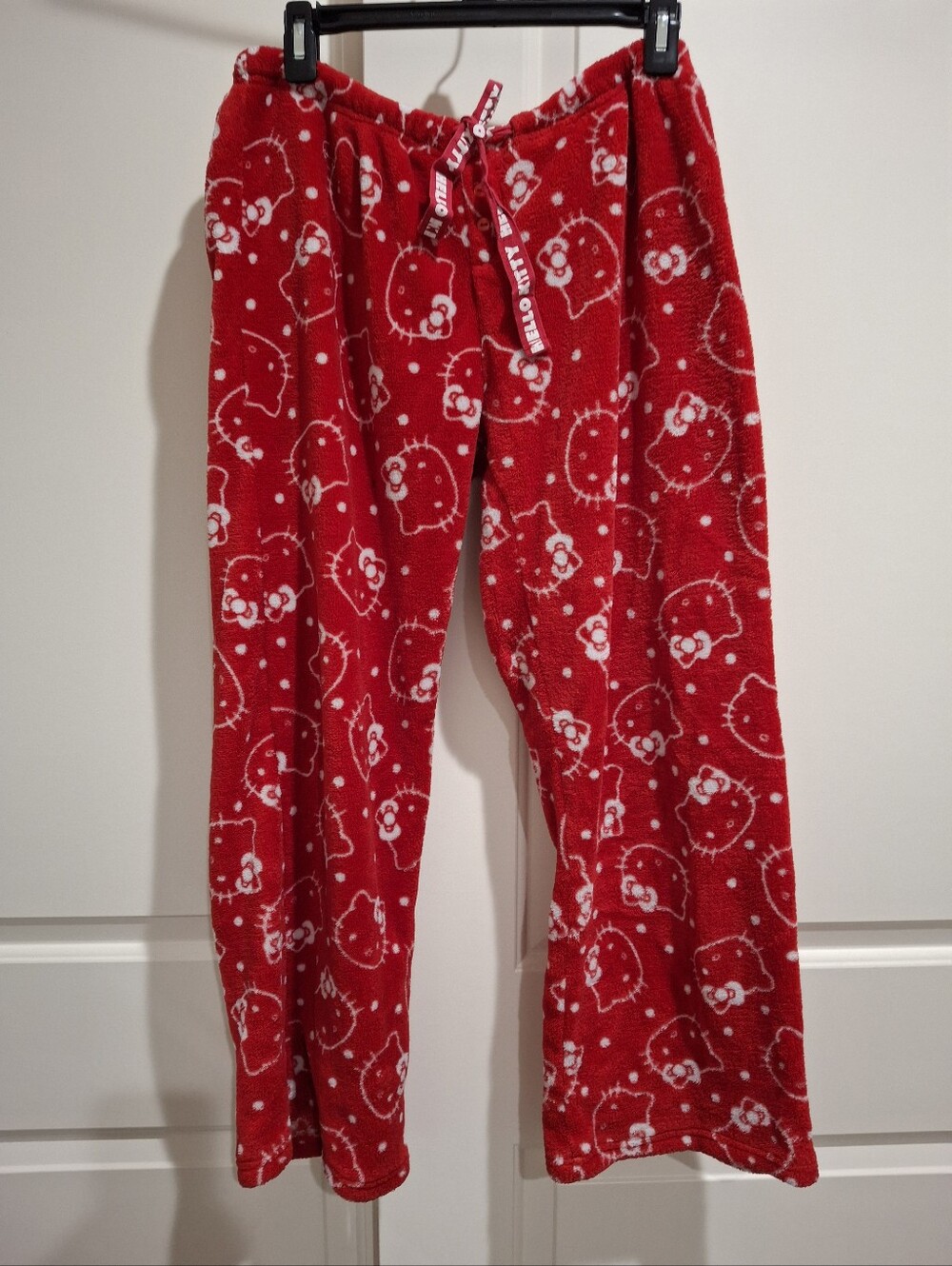 Hello Kitty Sanrio Red and White Fuzzy Lounge Pants Size XL
